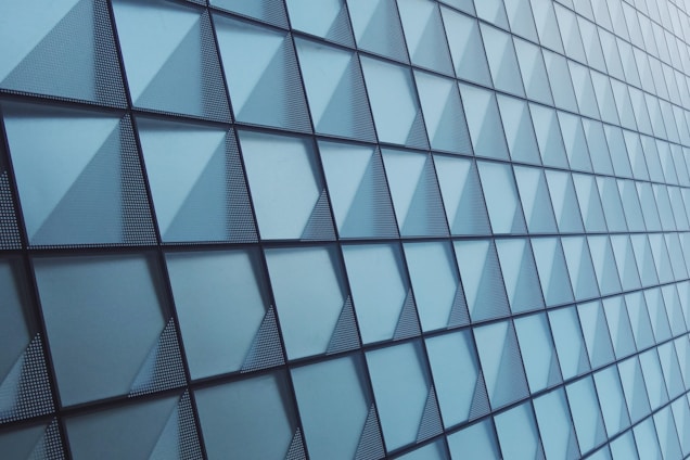 a close up of a wall made of glass blocks