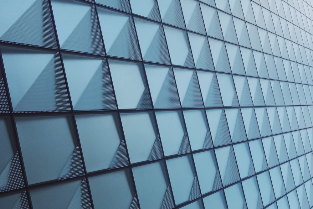 a close up of a wall made of glass blocks