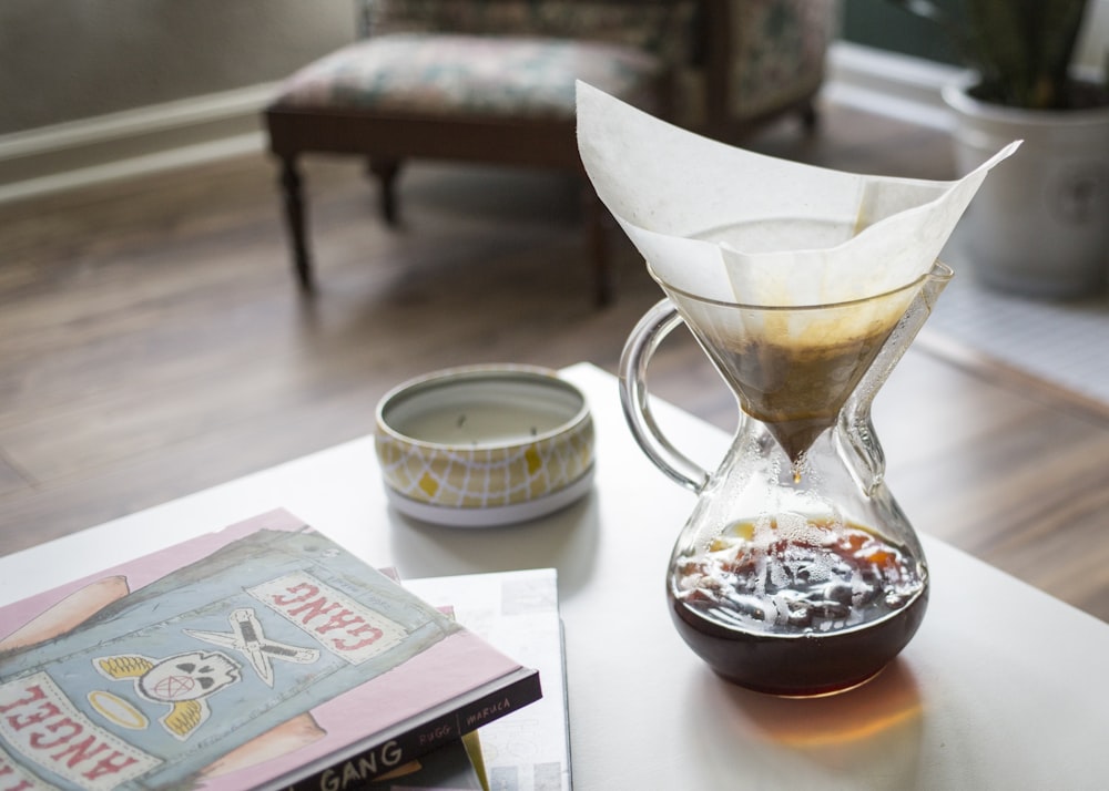 tea filling glass pitcher
