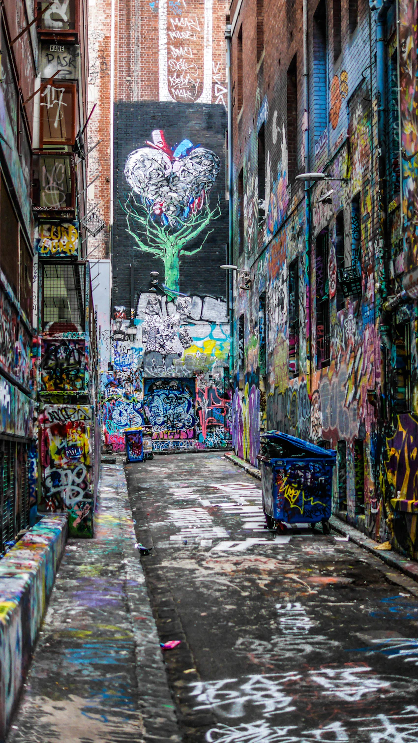 Colourful street art in Melbourne’s Hosier Lane