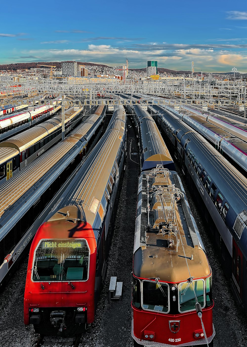 top view of in line trains