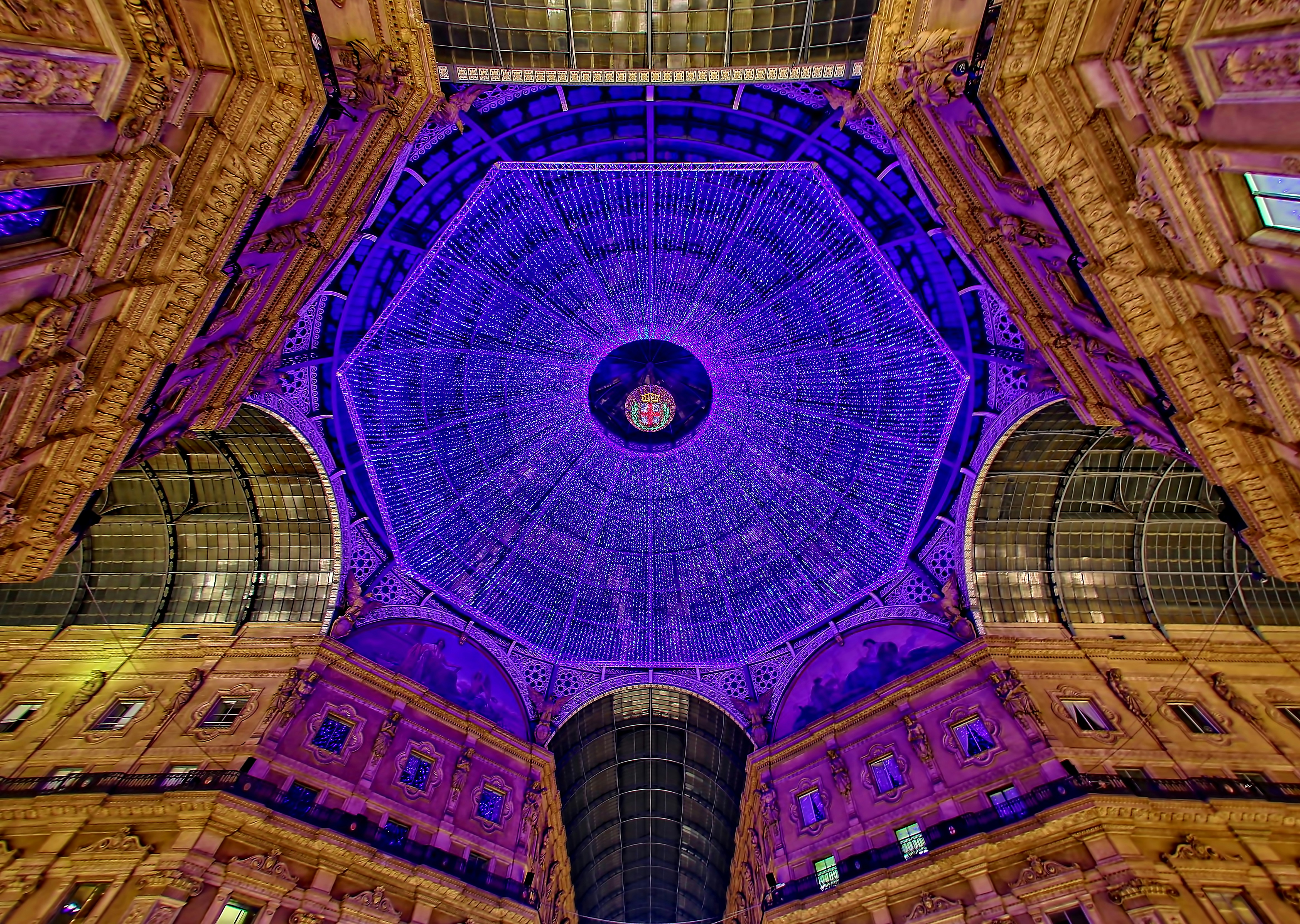 a very large building with a very colorful ceiling