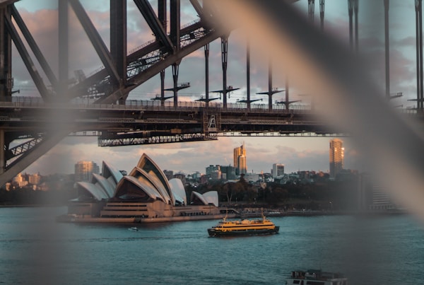 white boat beside Sydney Opera HOuse