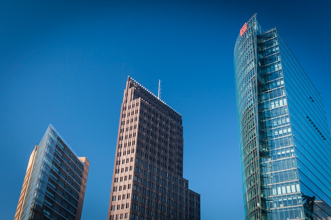 worms-eye-view of buildings during daytime, Financial towers