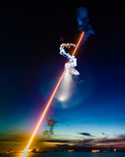 rocket launched at nighttime