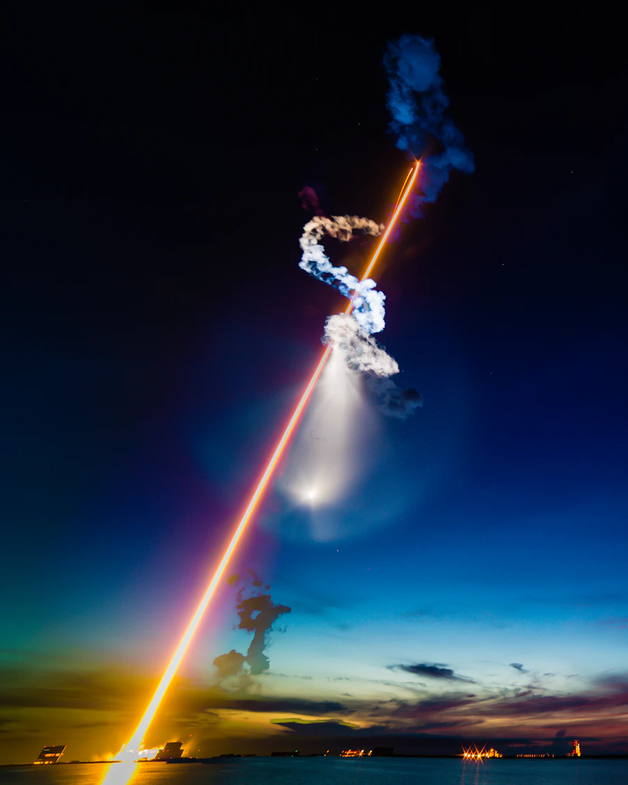 A 2018 Falcon 9 rocket launch over Florida