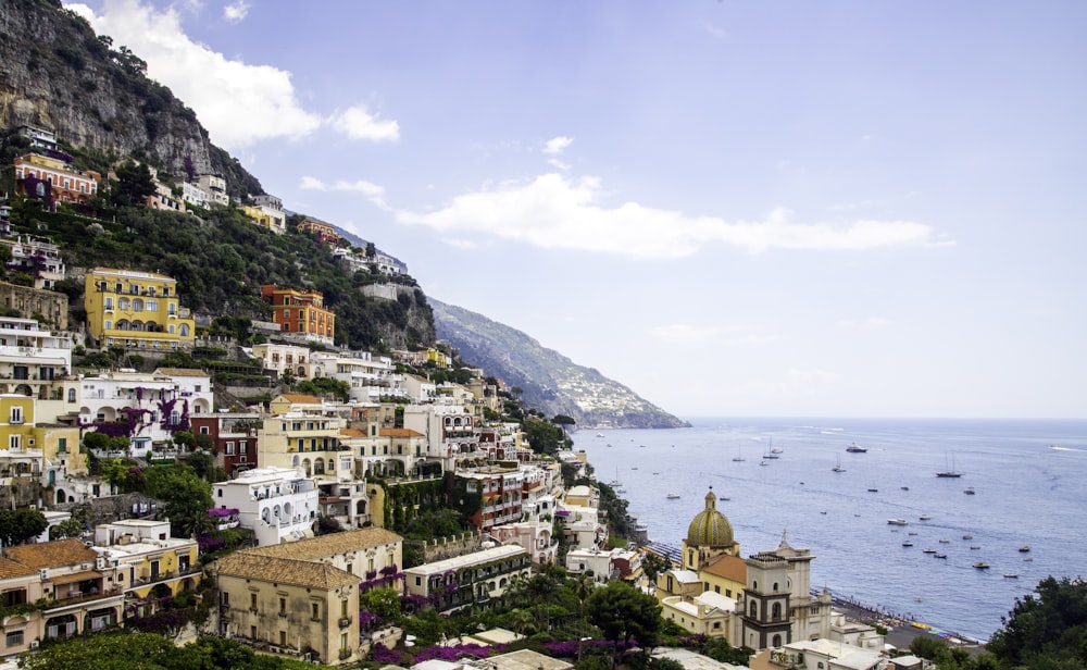 houses on mountain near body of water