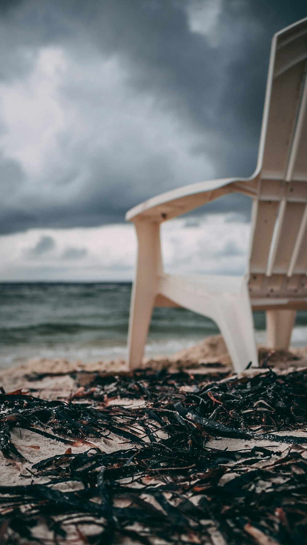 Adirondack chair on seashore