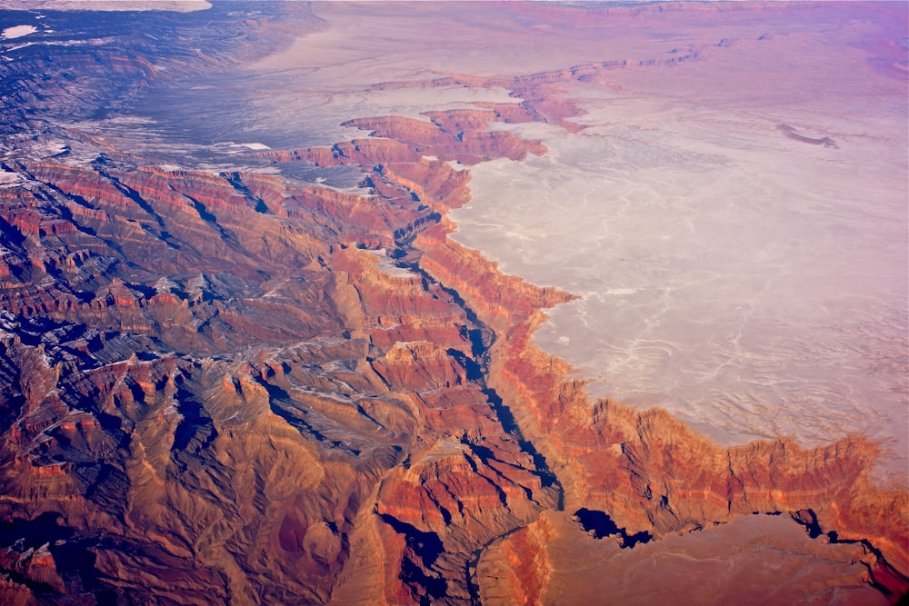 birds eye view of canyons