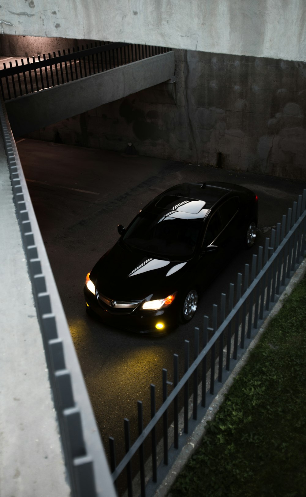 black car parked on parking lot