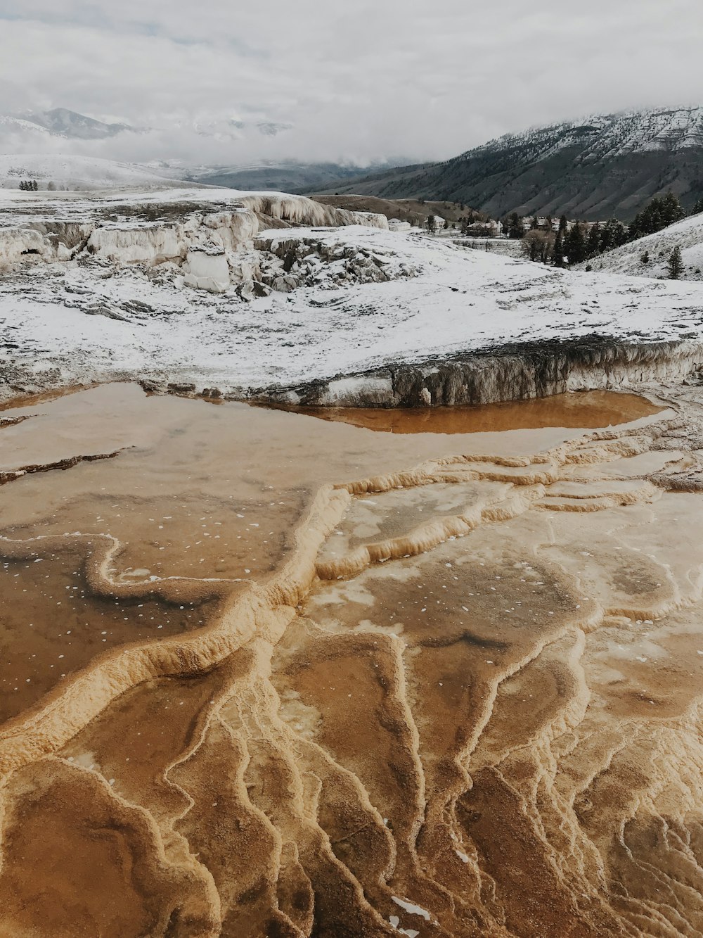 aerial photography of brown and white field