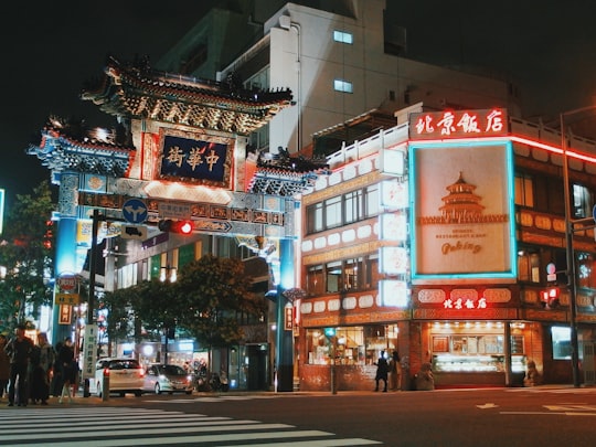 low angle photography of lighted building at nighttime in Yokohama Chinatown Japan