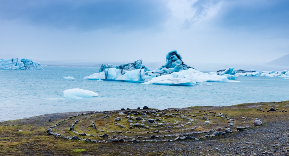 body of water and ice bergs