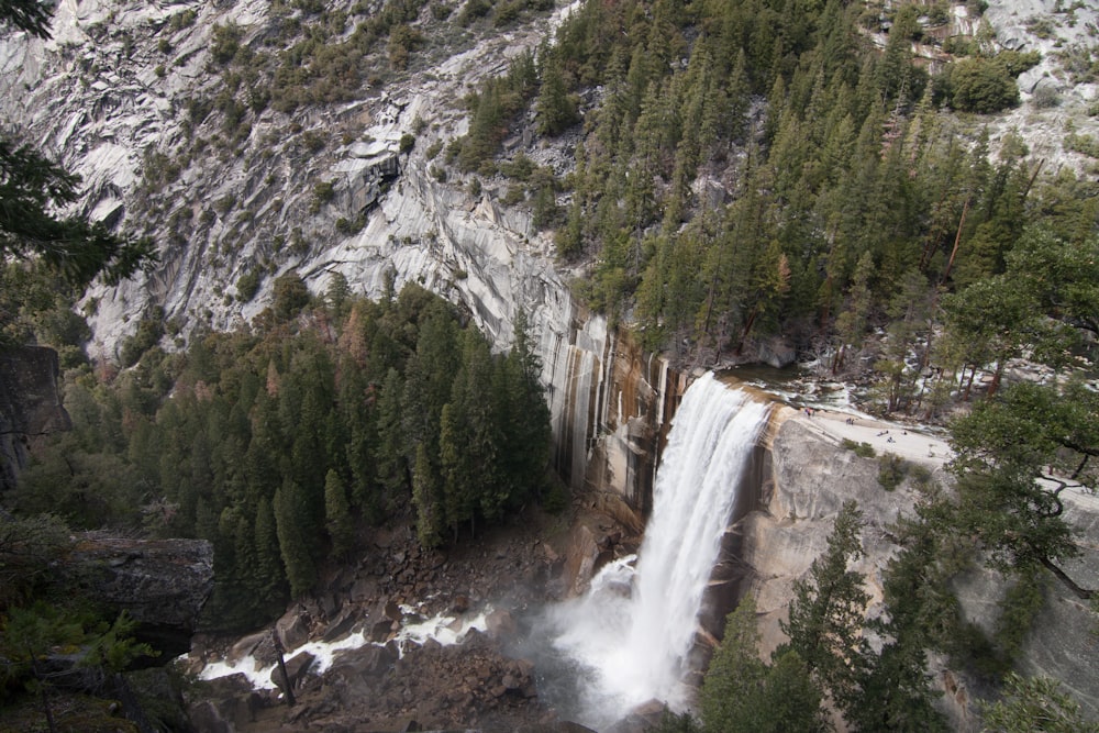 aerial photography of waterfalls