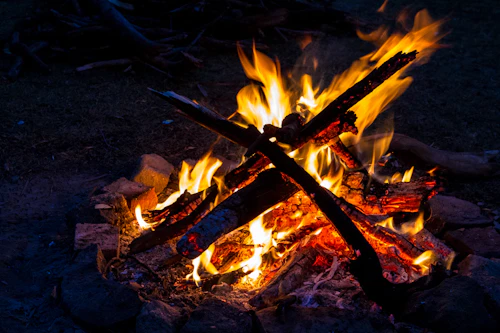 Evening camp fire at the estate