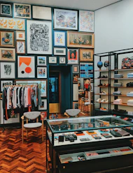 A stylish display of trendy clothing and accessories for men and women.