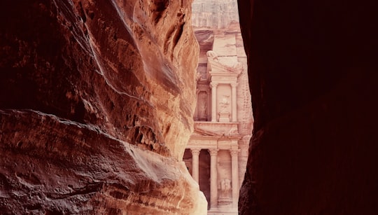 silhouette of rocky mountain in Petra Jordan