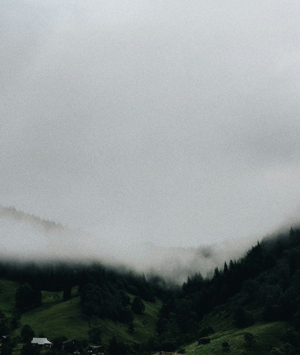 white clouds on the mountain