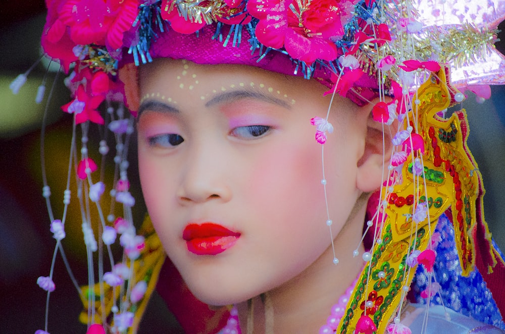 girl wearing beaded headdress