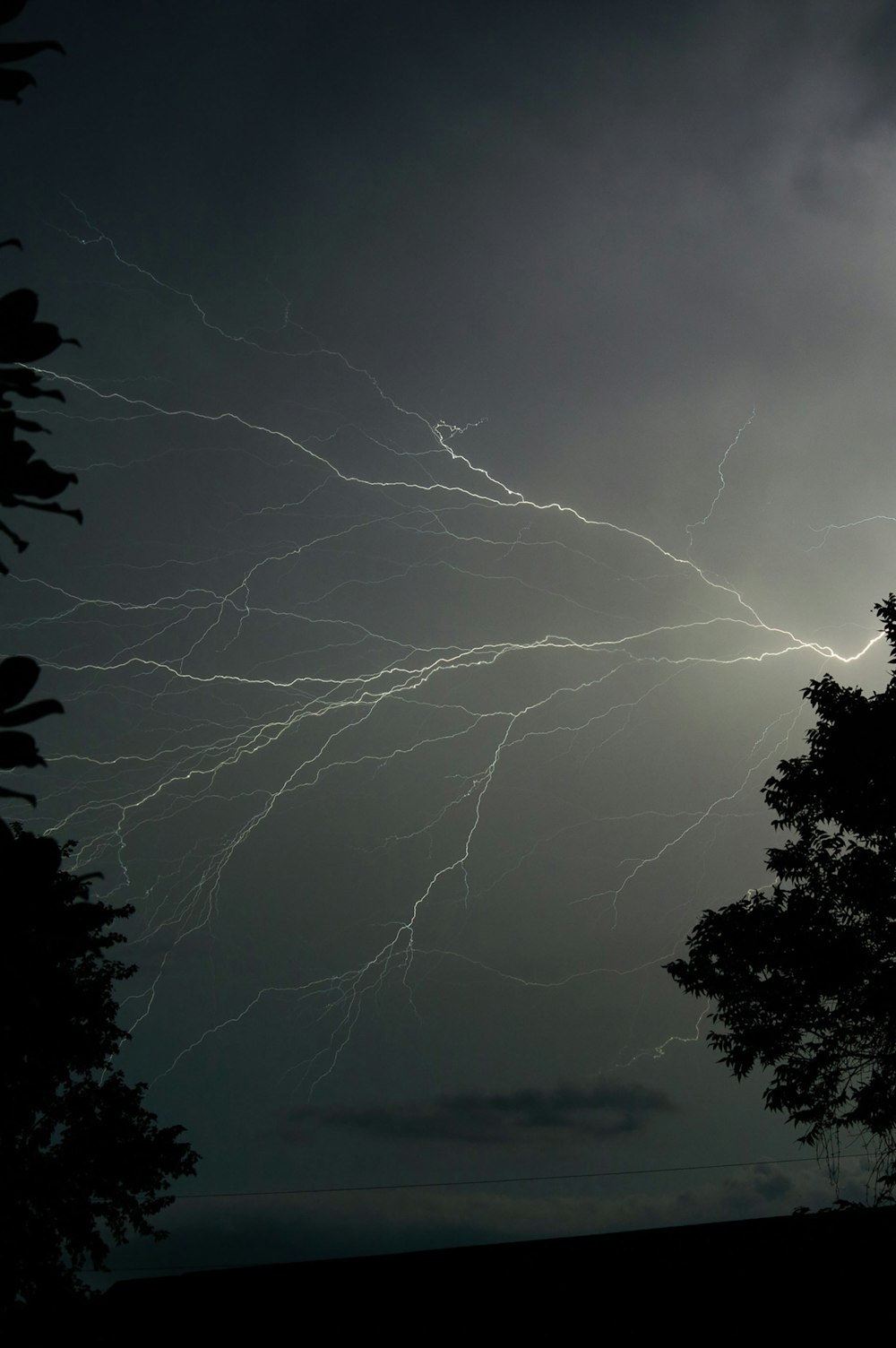 silhouette photo of lightning