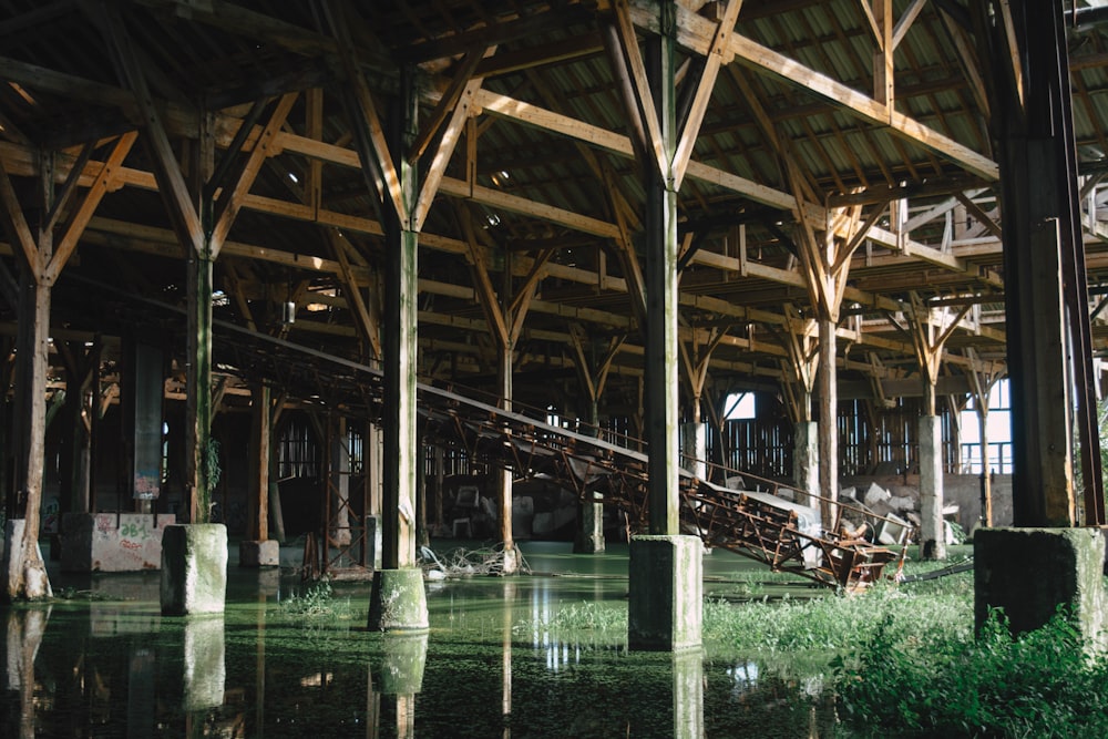 body of water beside stair