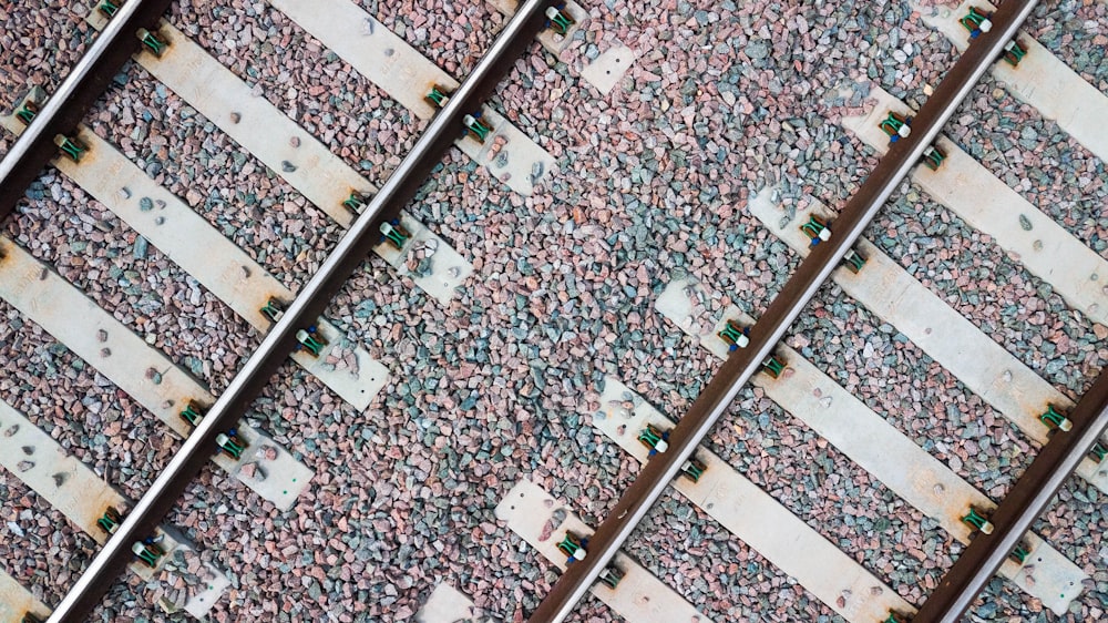 aerial photography of two brown railings