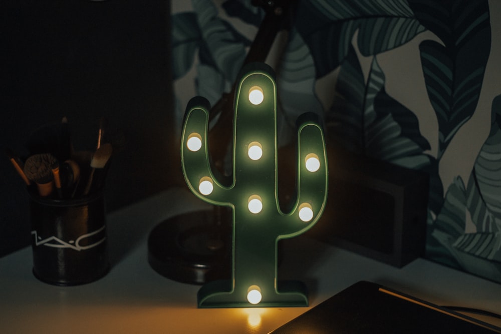 black cactus marquee lamp