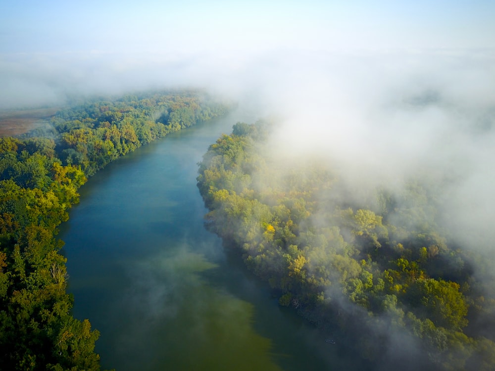 aerial photography of lake