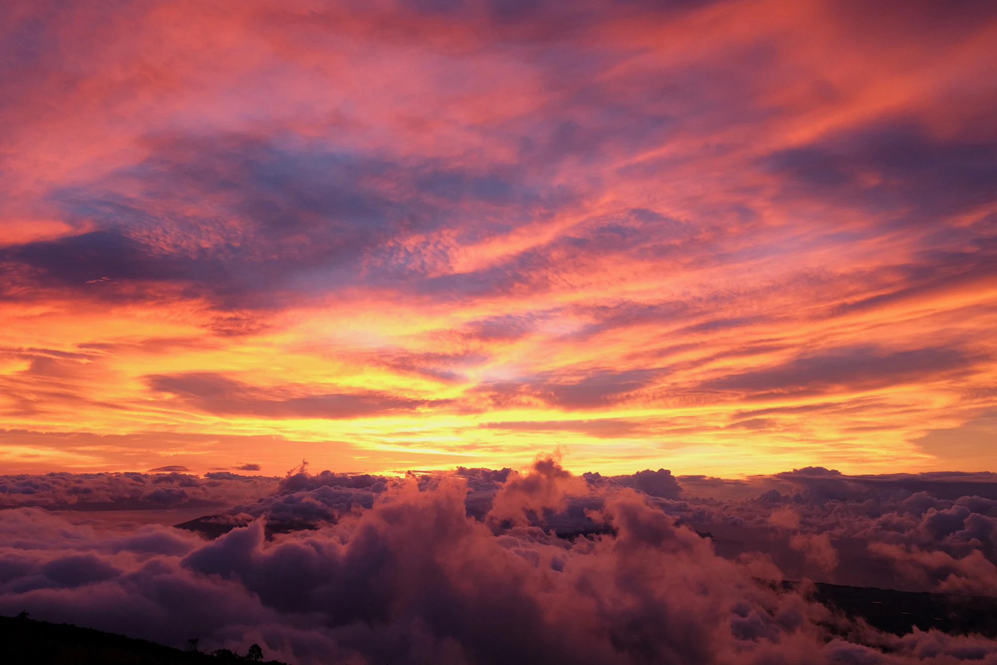 Sunset clouds seen from above