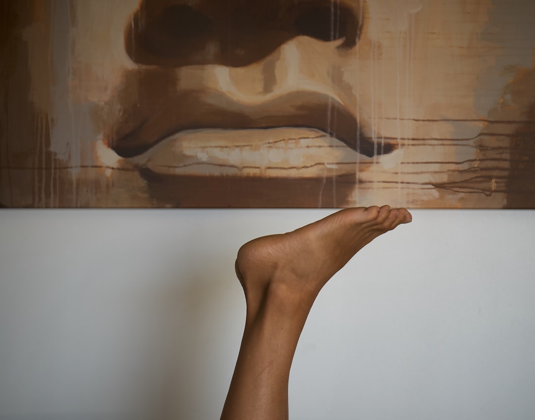 person foot under painting, Balance