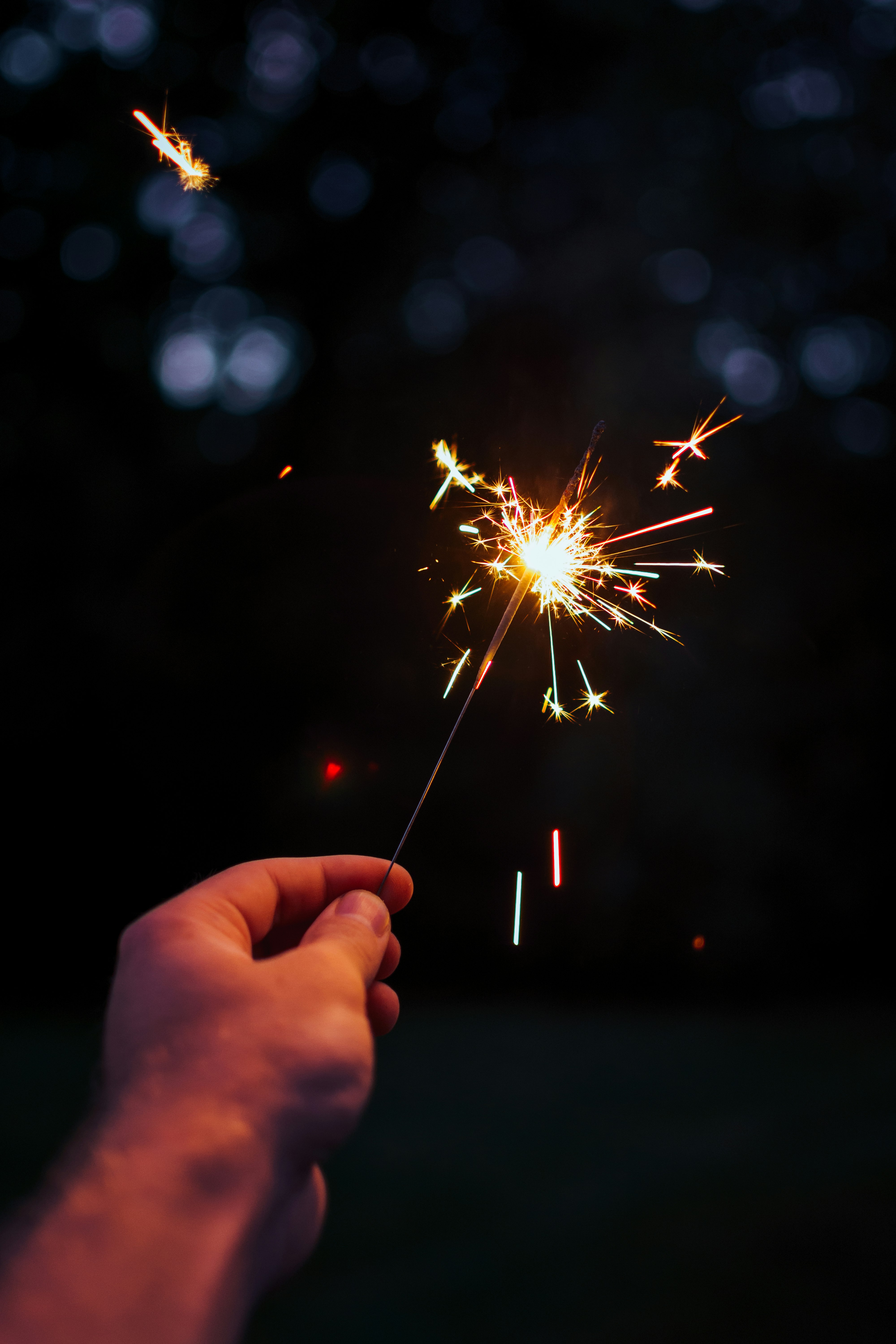 person holding lighted sparkler