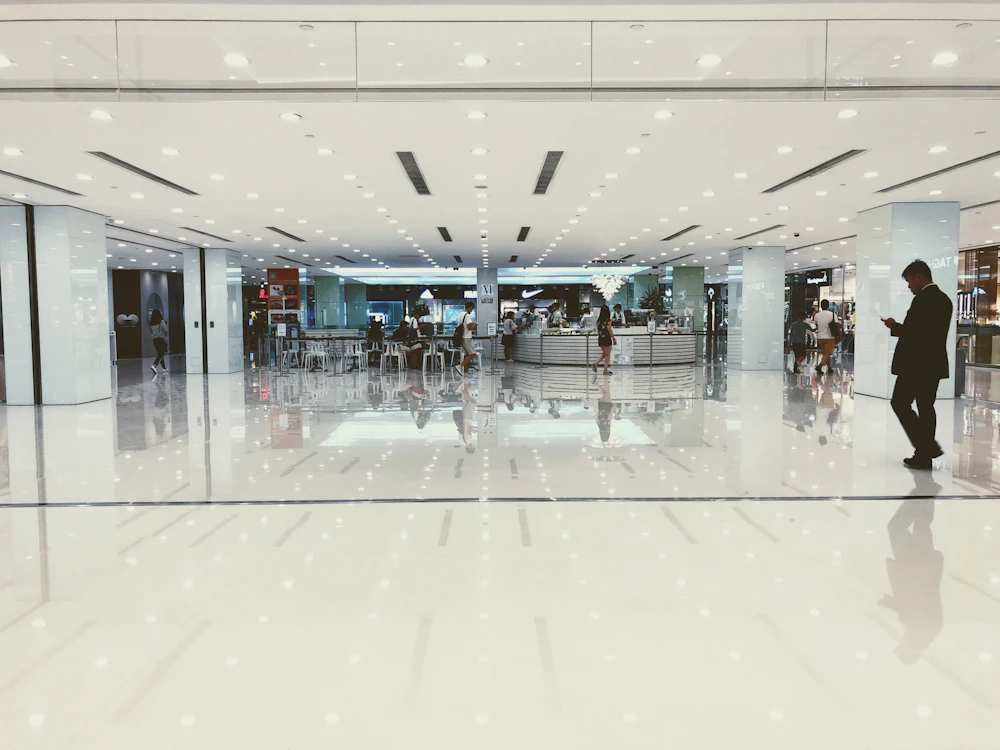 People in a busy public space