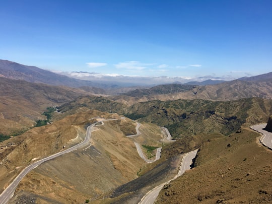 areal view mountain and road in Tizi n'Tichka Morocco