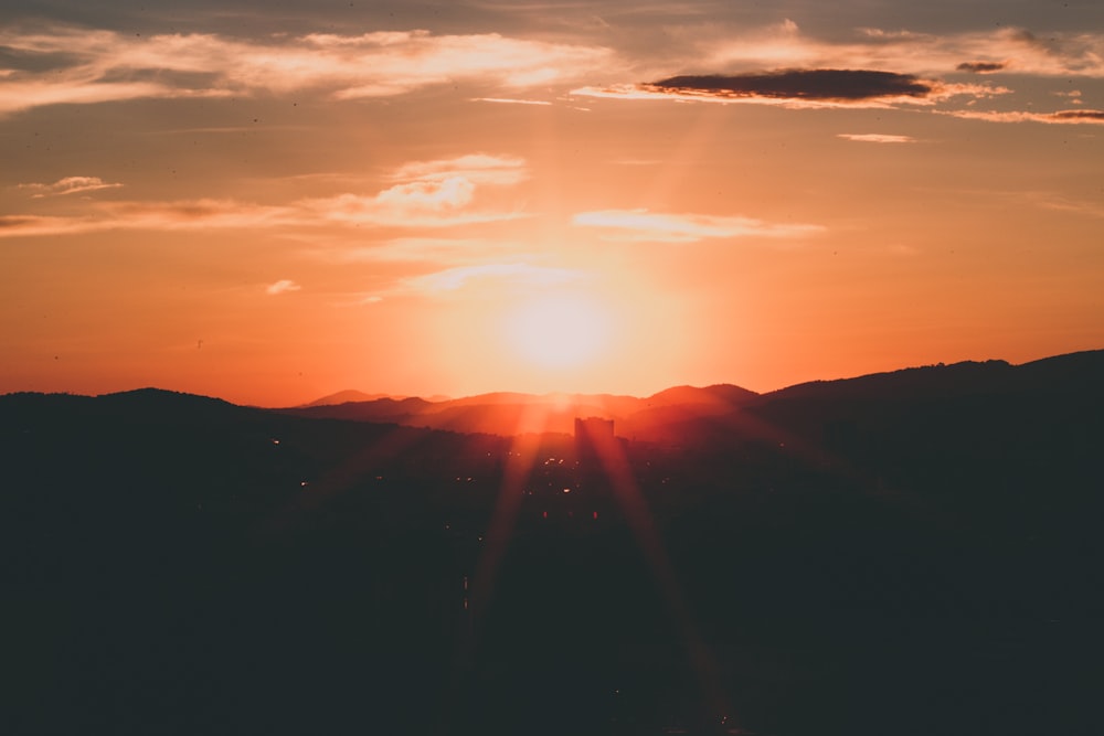 mountain during sunset