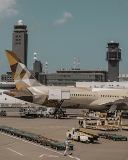 beige airliner on airport