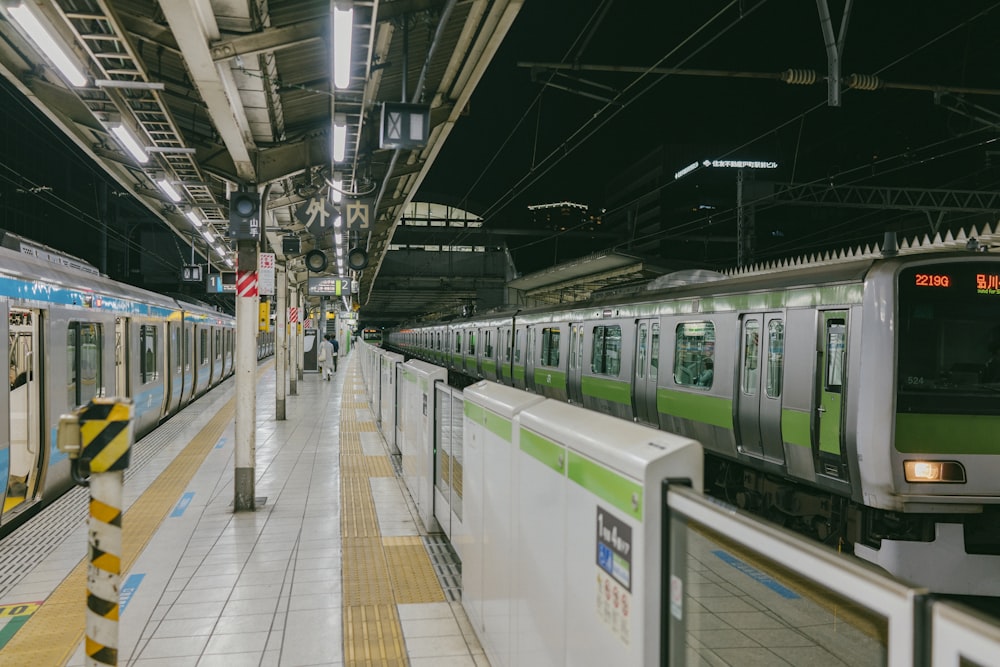 green and gray train