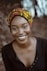 smiling woman wearing turban