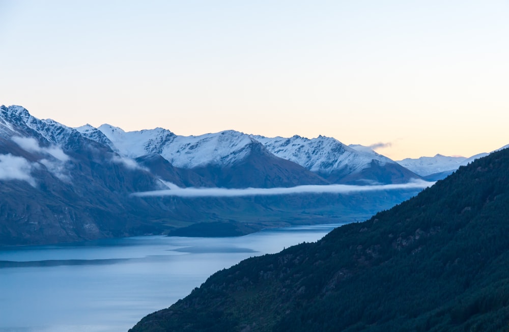 body of water between mountains