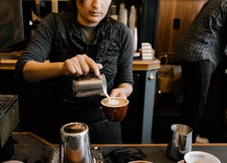 person making latte