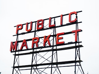 red and black Public Market signboard