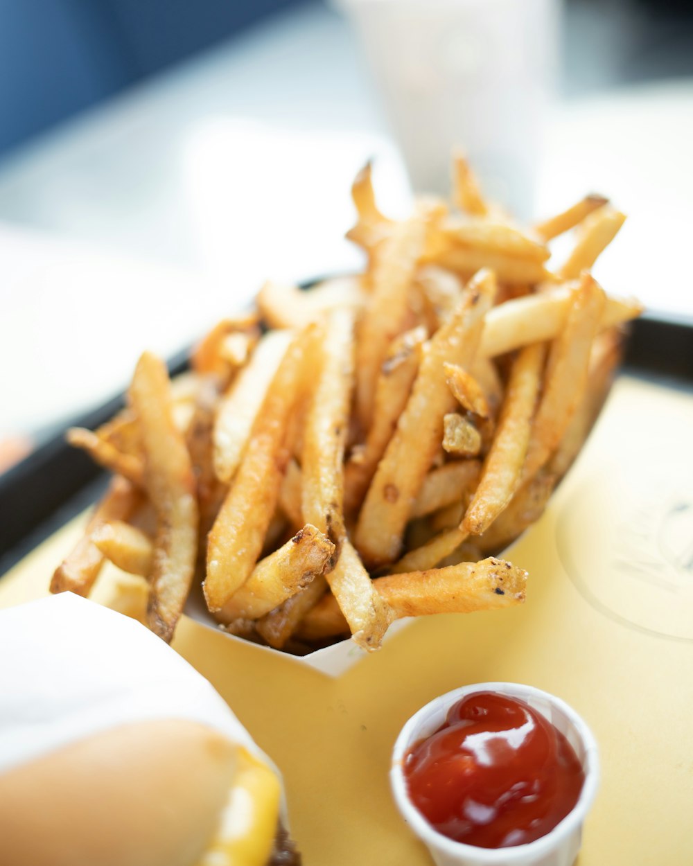 potato fries with tomato sauce dip