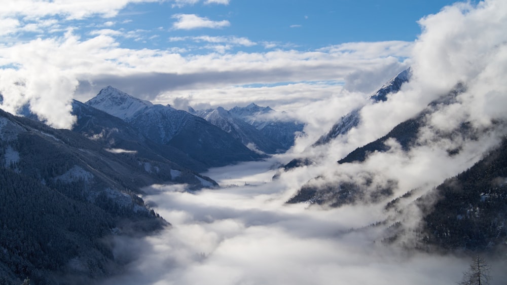 mountain covered with clouds during day time