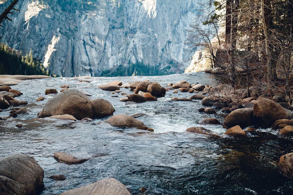 river towards mountain