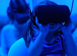 girl using VR goggles