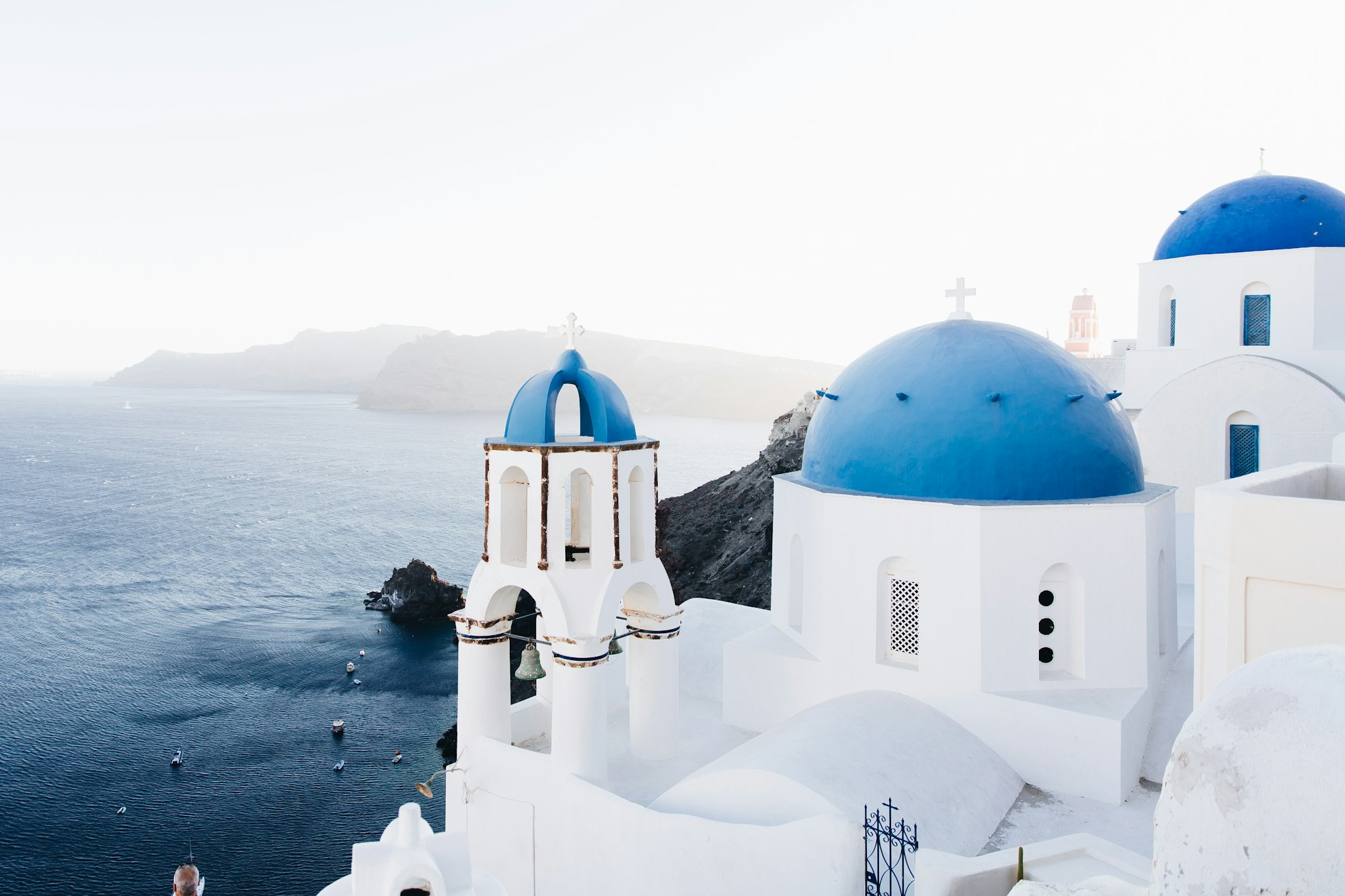 Oia, Santorini at sunset in Greece