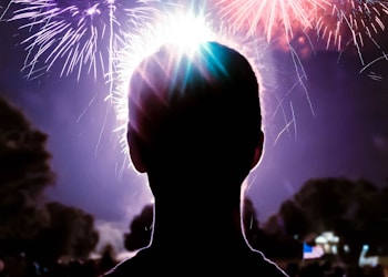 person looking at fireworks display