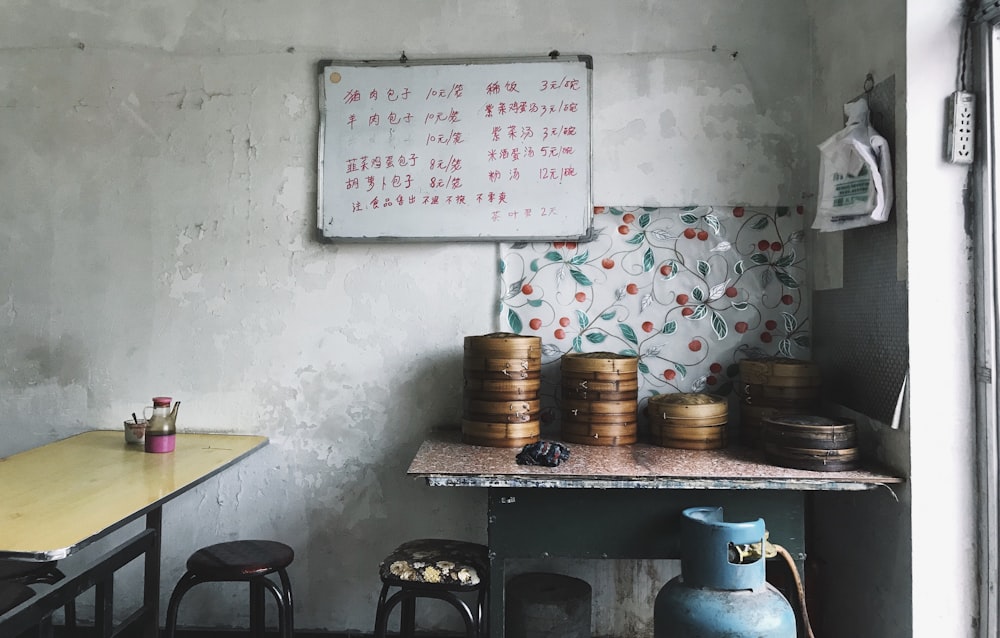 brown steam baskets on top of table