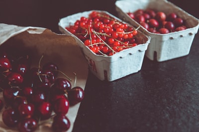 red cherries on cases cranberry teams background