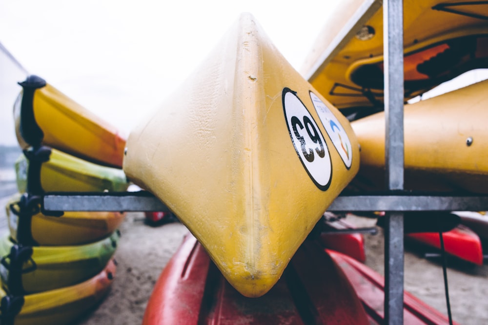 assorted-color boats in close-up photography