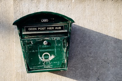 green wall mounted mailbox receive zoom background